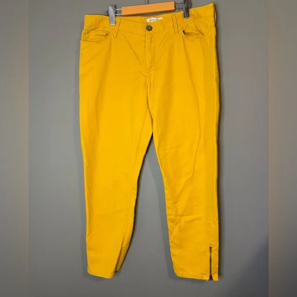 Banana Republic Heritage size 32, mustard yellow skinny jeans with ankle zippers - Picture 2 of 7